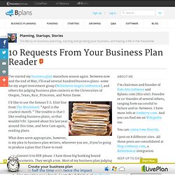 10 Requests From Your Business Plan Reader