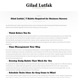 7 Habits Required for Business Success - Gilad Lutfak