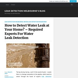 How to Detect Water Leak at Your Home? – Required Experts For Water Leak Detection – Leak detection Melbourne's Blog