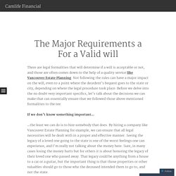 The Major Requirements a For a Valid will