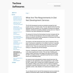 What Are The Requirements In Dot Net Development Services