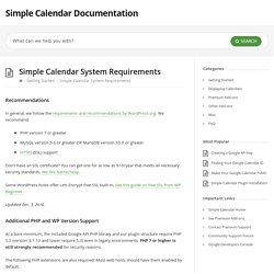 Simple Calendar System Requirements - Simple Calendar Documentation
