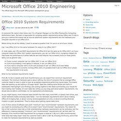 Office 2010 System Requirements - Microsoft Office 2010 Engineering