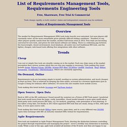 requirements mgmt tools - vendors and freeware suppliers