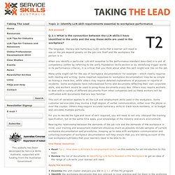 Topic 2: Identify LLN skill requirements essential to workplace performance