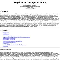 Paper for Topic: Requirements & Specifications
