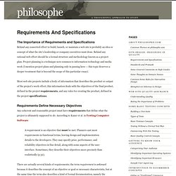 Requirements and Specifications – philosophe