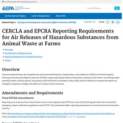 CERCLA and EPCRA Reporting Requirements for Air Releases of Hazardous Substances from Animal Waste at Farms