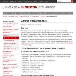 Course Requirements for Master of Science in Futures Studies in Commerce
