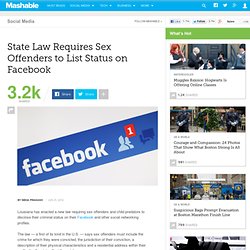 State Law Requires Sex Offenders to List Status on Facebook