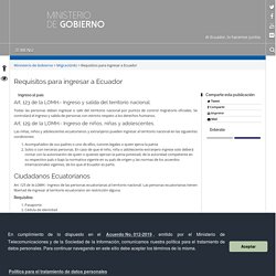 Requisitos para ingresar a Ecuador – Ministerio de Gobierno