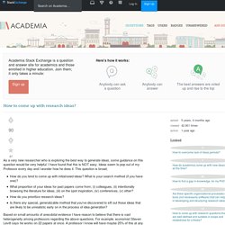 How to come up with research ideas? - Academia Stack Exchange