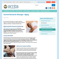 Current Research: Massage + Aging — American Massage Therapy Association