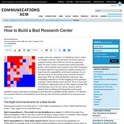 How to Build a Bad Research Center
