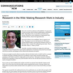 Research in the Wild: Making Research Work in Industry