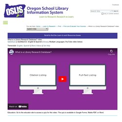 What is a Library Research Database? video — Oregon School Library Information System