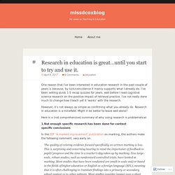 Research in education is great…until you start to try and use it.