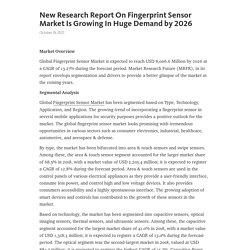 New Research Report On Fingerprint Sensor Market Is Growing In Huge Demand by 2026 – Telegraph