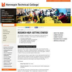 Research Help: Getting Started  :  Current Student