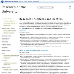 Research Institutes and Centers : Research at the University : National research university ‘Higher school of economics’