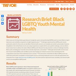 Research Brief: Black LGBTQ Youth Mental Health – The Trevor Project
