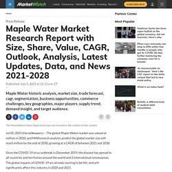 Maple Water Market Research Report with Size, Share, Value, CAGR, Outlook, Analysis, Latest Updates, Data, and News 2021-2028