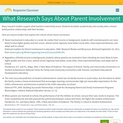 What Research Says About Parent Involvement