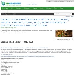 Organic Food Market Research Projection By Trends, Growth, Product, Foods, Sales, Predicted Revenue, Outlook Analysis & Forecast To 2025