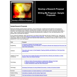 Develop a Research Proposal - Sample Proposals