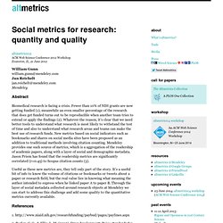 Social metrics for research: quantity and quality
