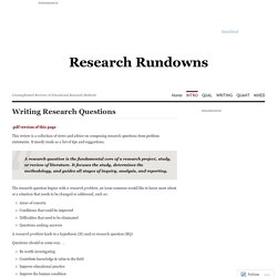 Writing Research Questions