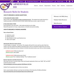 Research Skills for Students – Library – Farmersville ISD