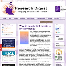 BPS Research Digest: Why do people think suicide is morally wrong?