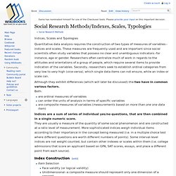 Social Research Methods/Indexes, Scales, Typologies