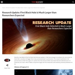 Research Update: First Black Hole is Much Larger than Expected
