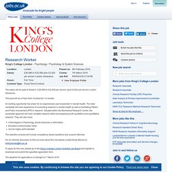 Research Worker at King's College London