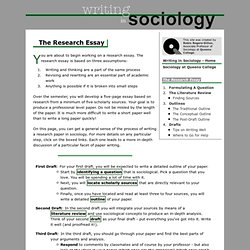 The Research Essay - Writing in Sociology - Queens College, CUNY