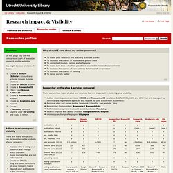 Researcher profiles - Research impact & Visibility - LibGuides at Utrecht University