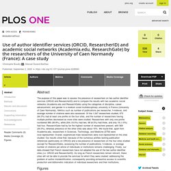 Use of author identifier services (ORCID, ResearcherID) and academic social networks (Academia.edu, ResearchGate) by the researchers of the University of Caen Normandy (France): A case study