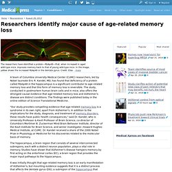 Researchers identify major cause of age-related memory loss