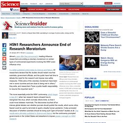 H5N1 Researchers Announce End of Research Moratorium