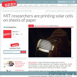 MIT researchers are printing solar cells on sheets of paper – Computer Chips & Hardware Technology