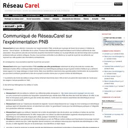Communiqué de RéseauCarel sur l'expérimentation PNB