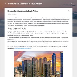 Reserve Bank Vacancies in South African