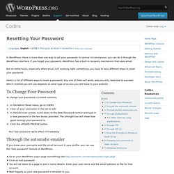 Resetting Your Password