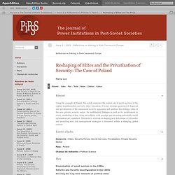 Reshaping of Elites and the Privatization of Security: The Case of Poland