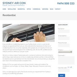 Residential Air Conditioning Repair Sydney