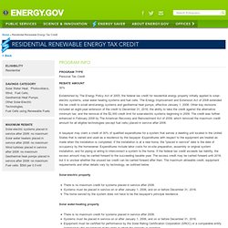 Residential Renewable Energy Tax Credit