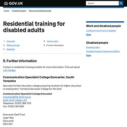 Residential training for disabled adults