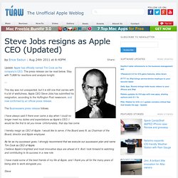 Breaking: Steve Jobs resigns from Apple (Updated)